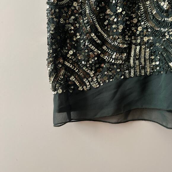 Gold Hawk Sequin Beaded Shift Dress Green Size XS - Picture 4 of 8